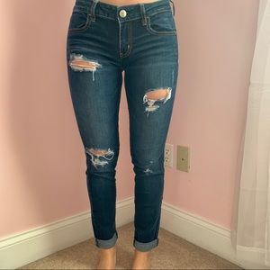 American Eagle Ripped Dark Denim Jeans